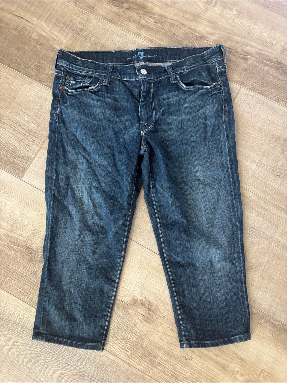 7 For All Mankind Dark Wash Cropped Jeans